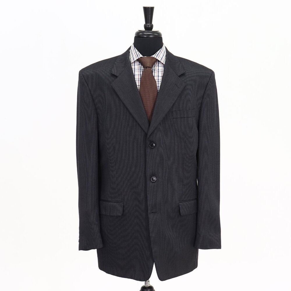 Jones New York 43L Gray Striped 3-Button Sport Coat Blazer Jacket G228